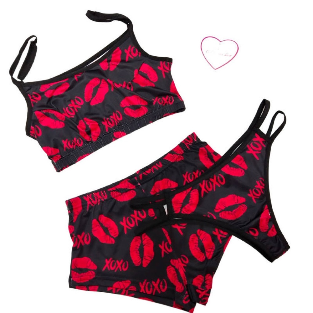 Three piece pajama set with panties